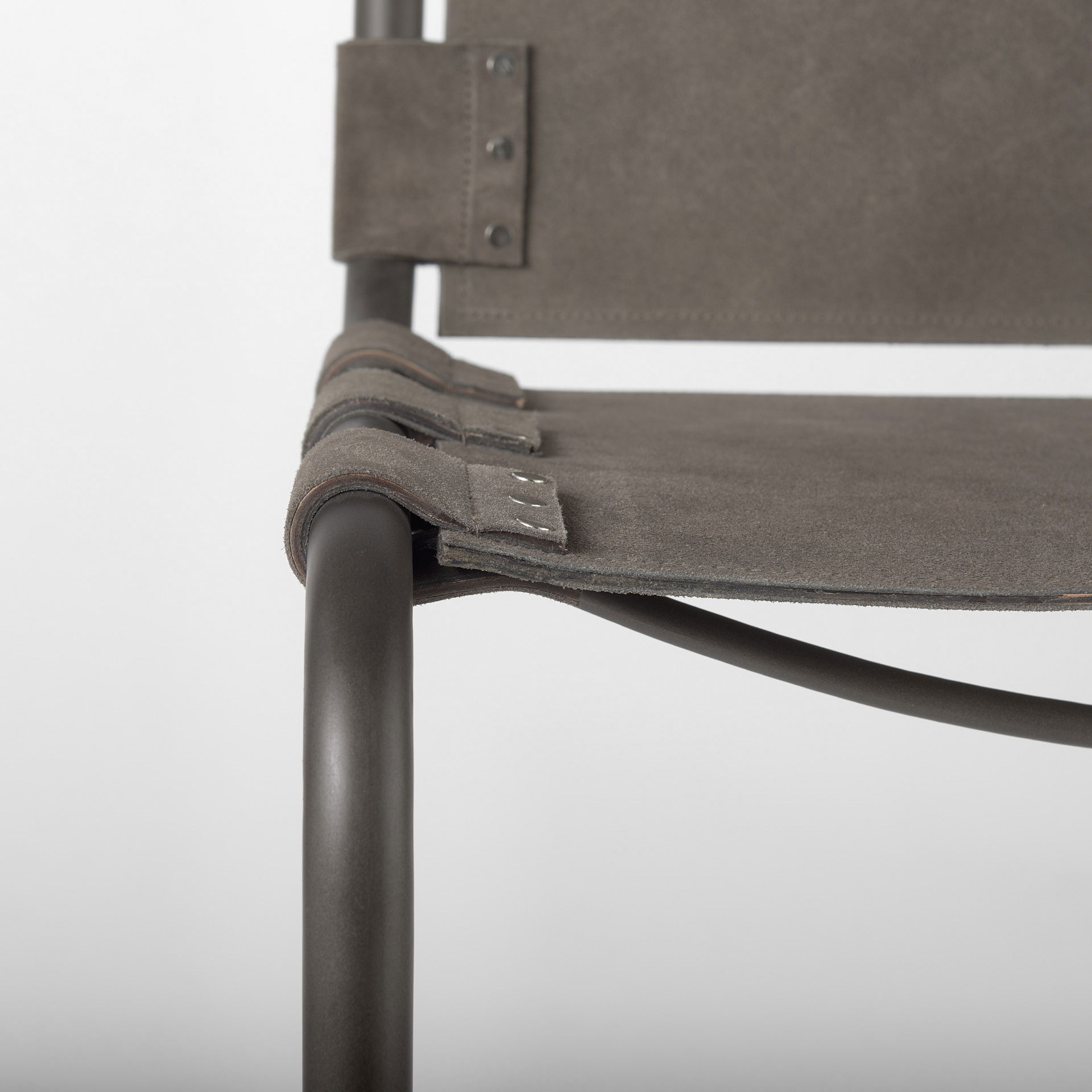 Berbick 43' Total Height Brown/Gray Suede with Iron Frame Bar Stool, Counter & Bar Stool by Mercana, 20.5" length x 24.8" width x 43" height View 9