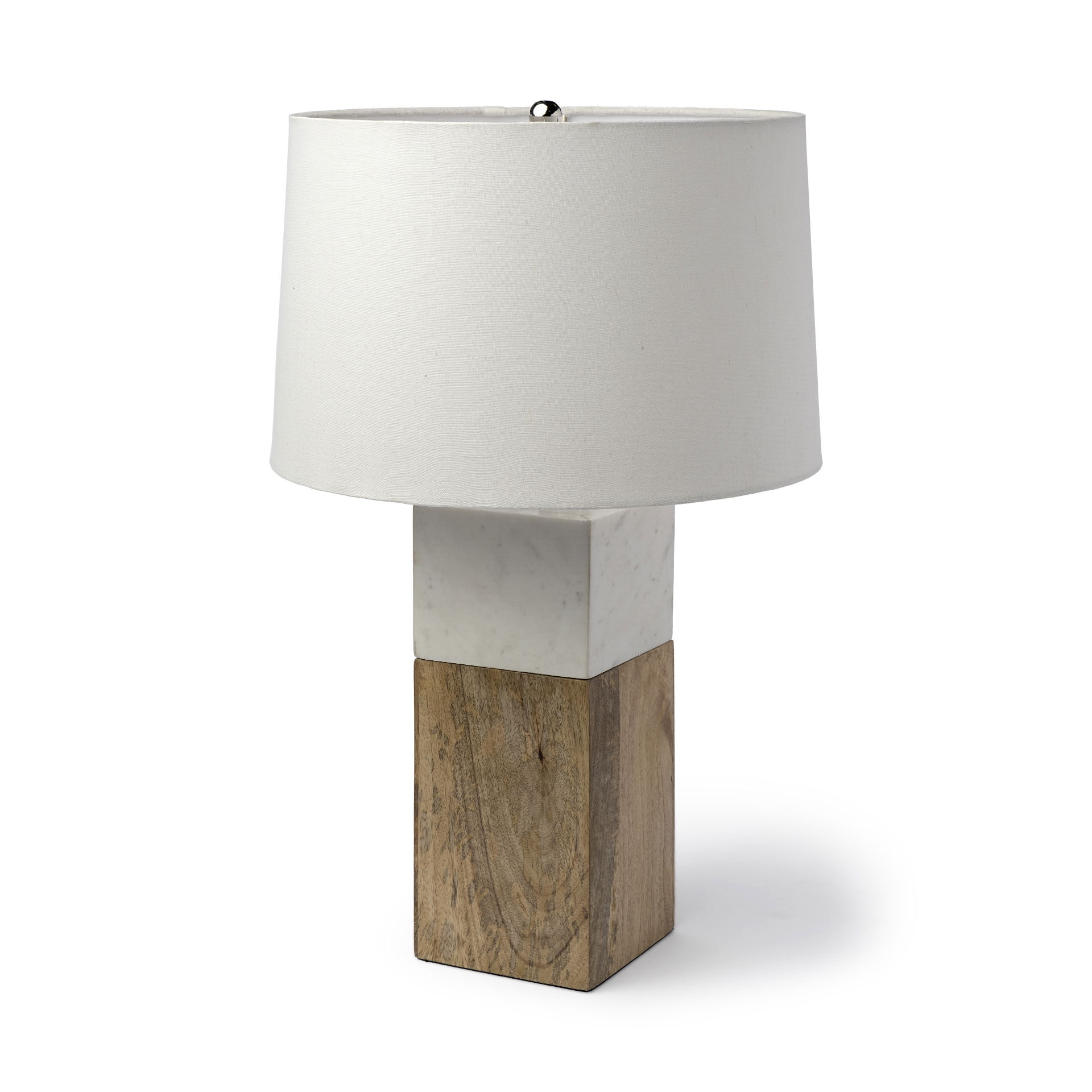Woodrow (22.3'H) Light Brown Wood with White Accent Table Lamp, by Mercana, 13" length x 13" width x 22.25" height View 1
