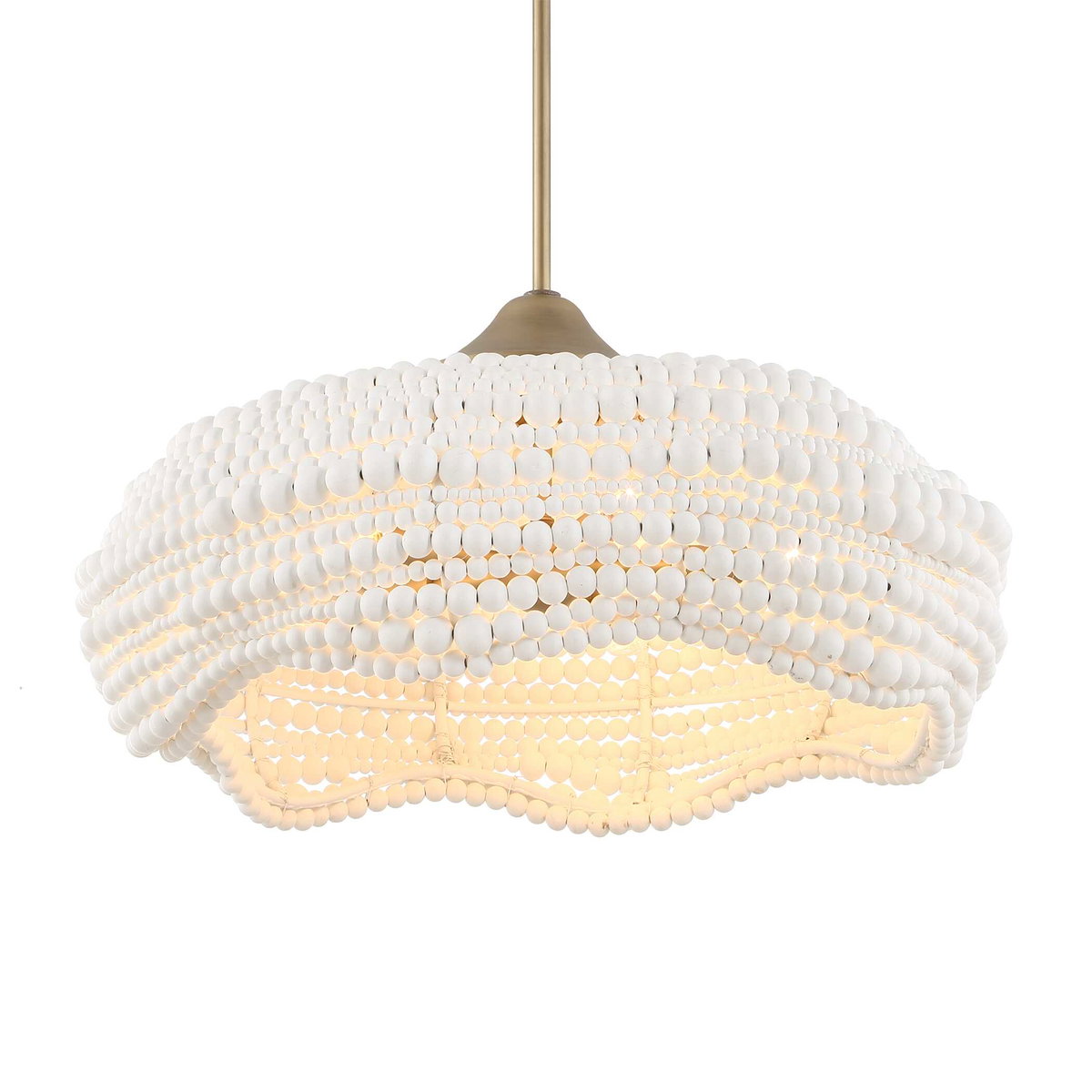 Biddeford 5 Light White Beaded Pendant, Ceiling Light by Uttermost, 24" width x 11.5" height x 24" diameter View 5