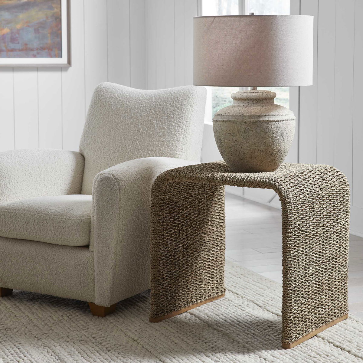 Calabria Woven Seagrass End Table, Side & End Table by Uttermost, 24" width x 24" height x 20" depth View 2