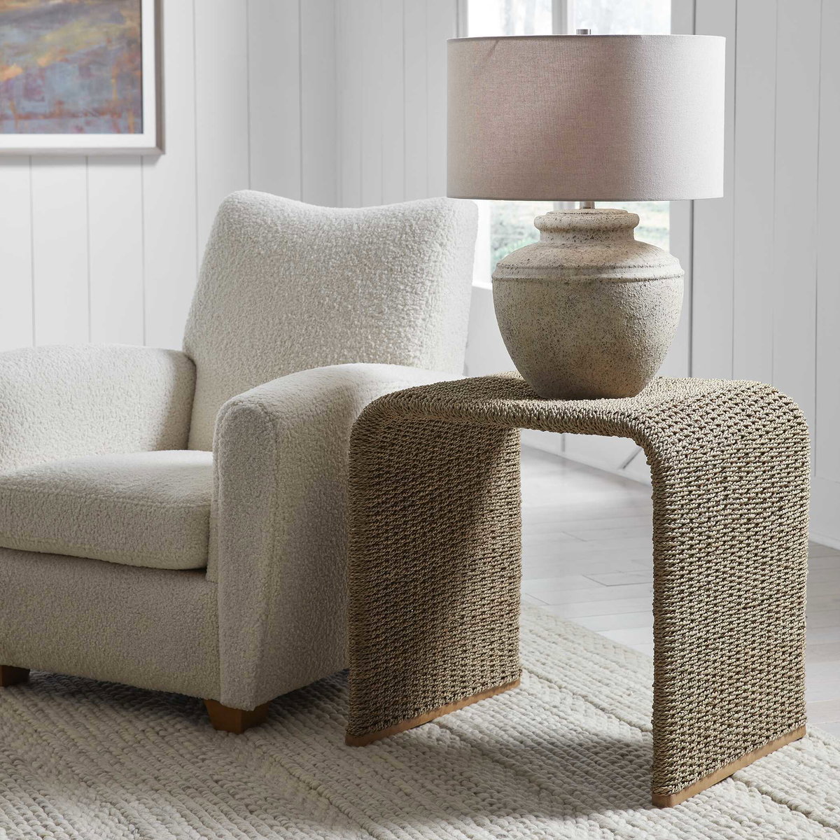 Calabria Woven Seagrass End Table, Side & End Table by Uttermost, 24" width x 24" height x 20" depth View 2