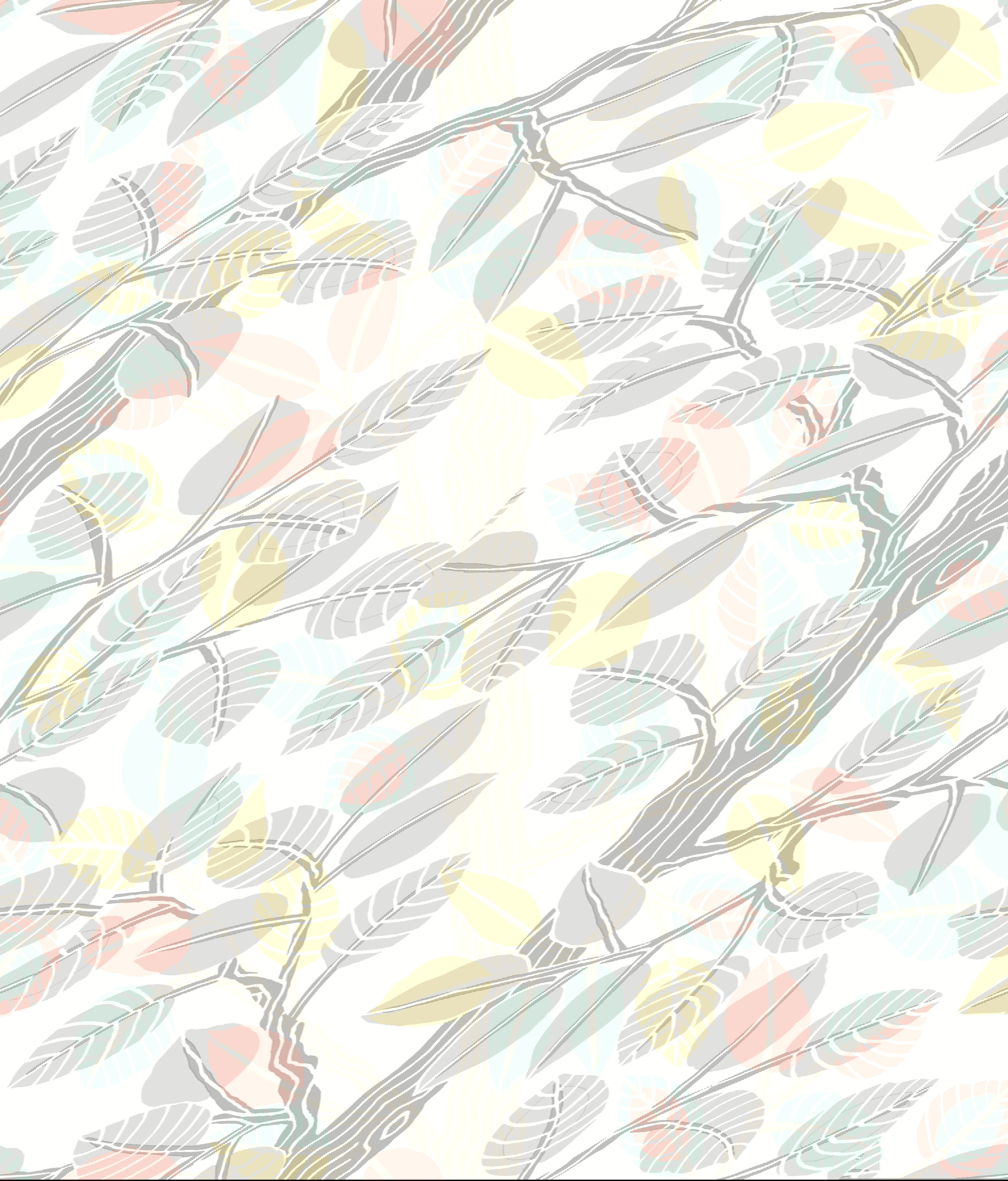 Forest Leaves Pink & Mint Peel & Stick Wallpaper large image 