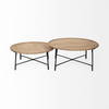 Helios (Set of 2) Brown Solid Wood Top Black Metal Base Nesting Coffee Tables, by Mercana, 41" length x 41" width x 18" height thumbnail 3