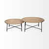 Helios (Set of 2) Brown Solid Wood Top Black Metal Base Nesting Coffee Tables, by Mercana, 41" length x 41" width x 18" height thumbnail 3