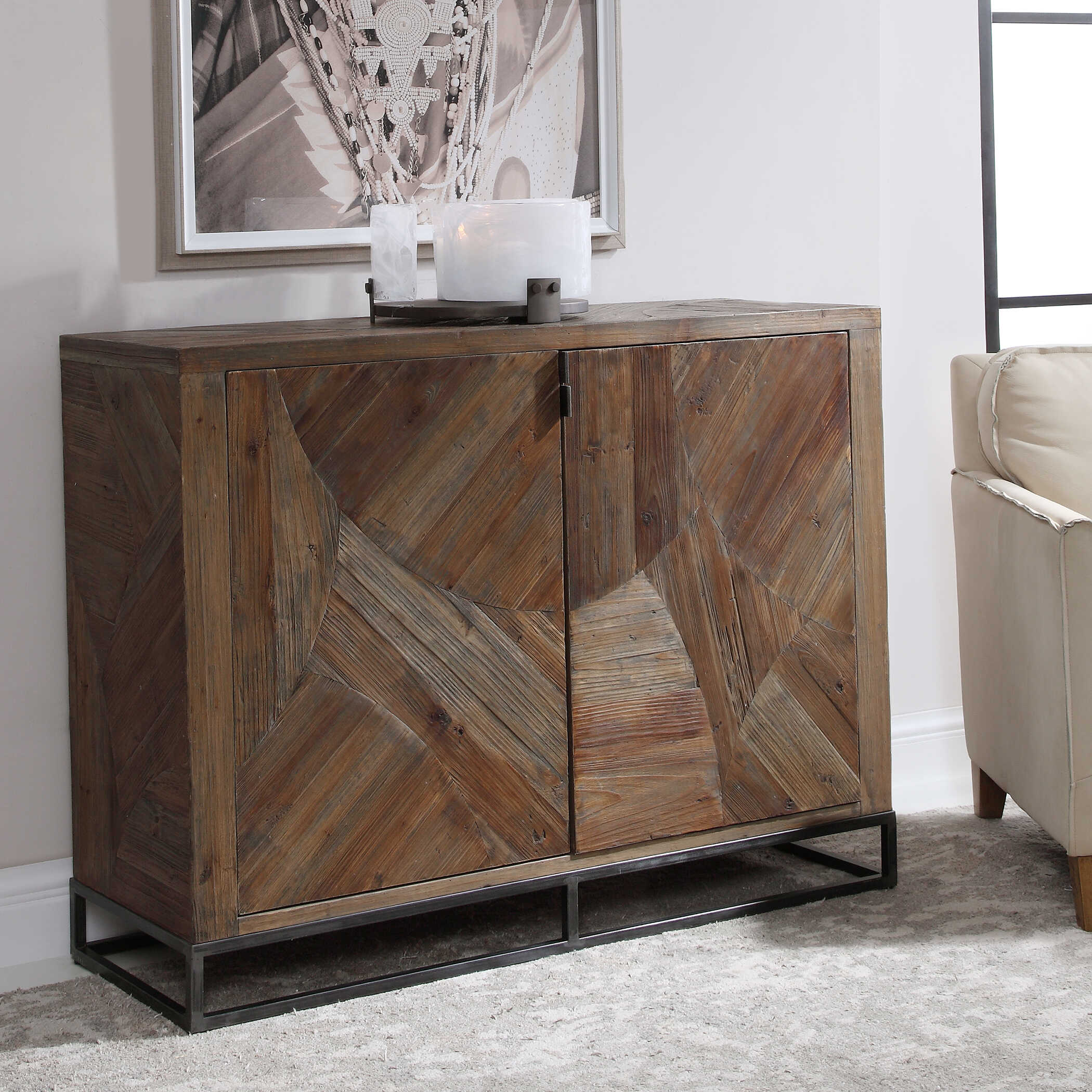 Evros Reclaimed Wood 2 Door Cabinet, Furniture by Uttermost, 52" width x 39" height x 18" depth View 6