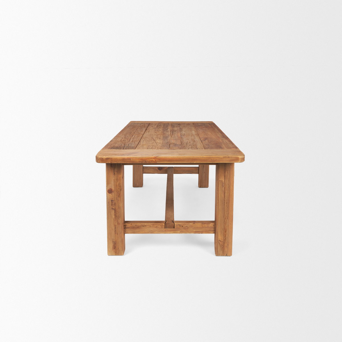 Stetson 94.5'L x 39'W Rectangular Trestle Dining Table | Natural Brown Wood | Seats 8, by Mercana, 94.5" length x 39" width x 30" height View 6