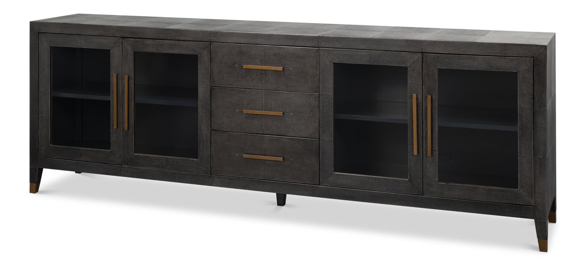 Desmond Sideboard Shagreen Antique Grey, by Sarreid, 1'6" length x 8'4" width x 2'10" height View 1