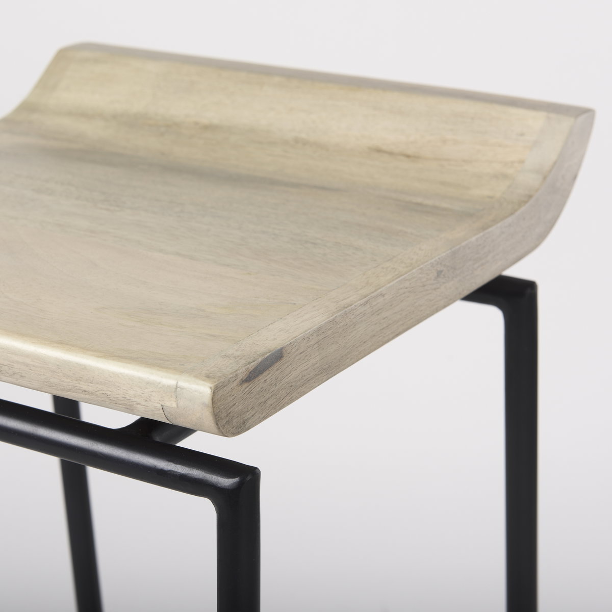 Givens Backless 26in Seat Counter Stool | Natural Wood with Black Metal, Counter & Bar Stool by Mercana, 14.1" length x 15.8" width x 26" height View 8