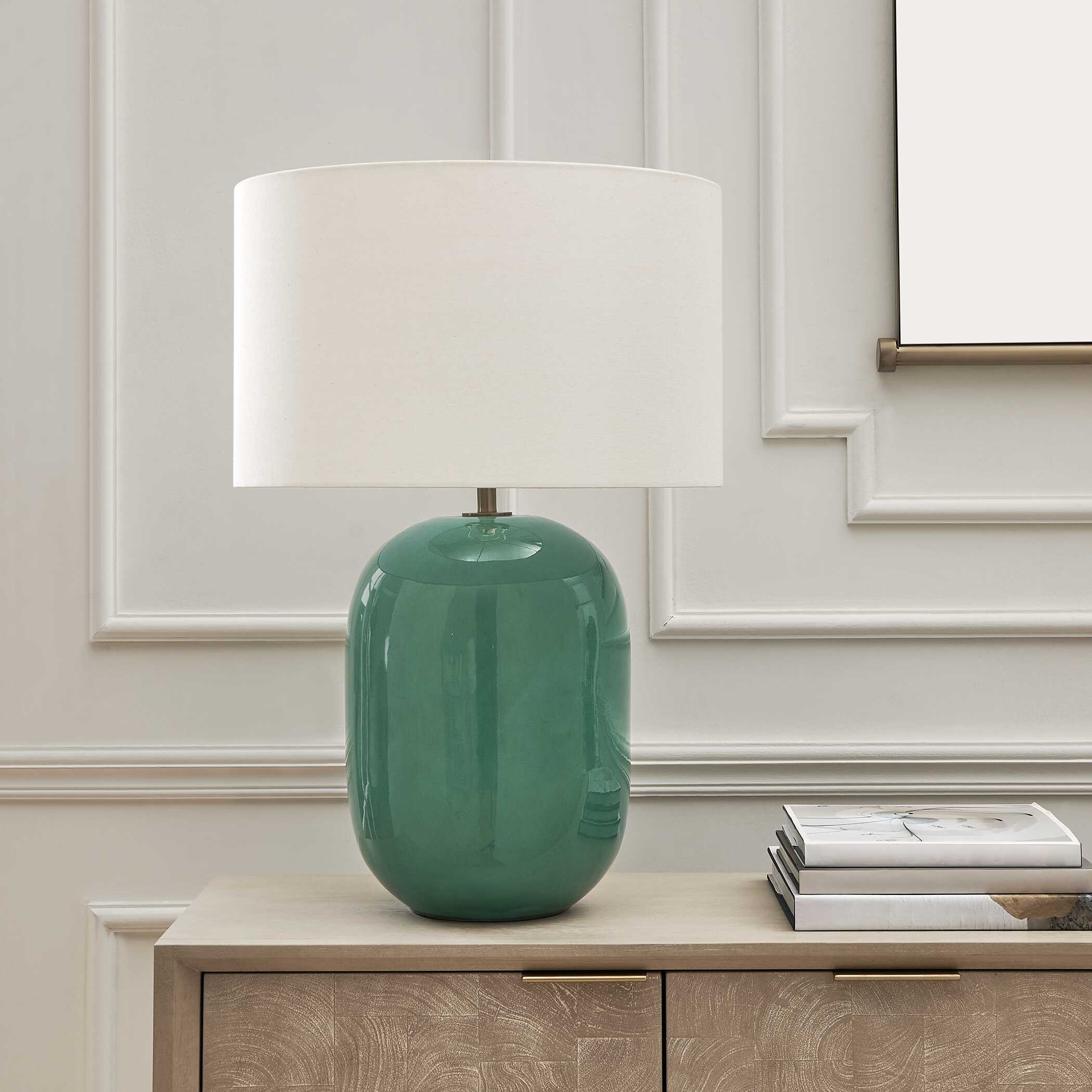 Hollis Teal Table Lamp, by Uttermost, 19" width x 28.25" height x 19" depth View 3