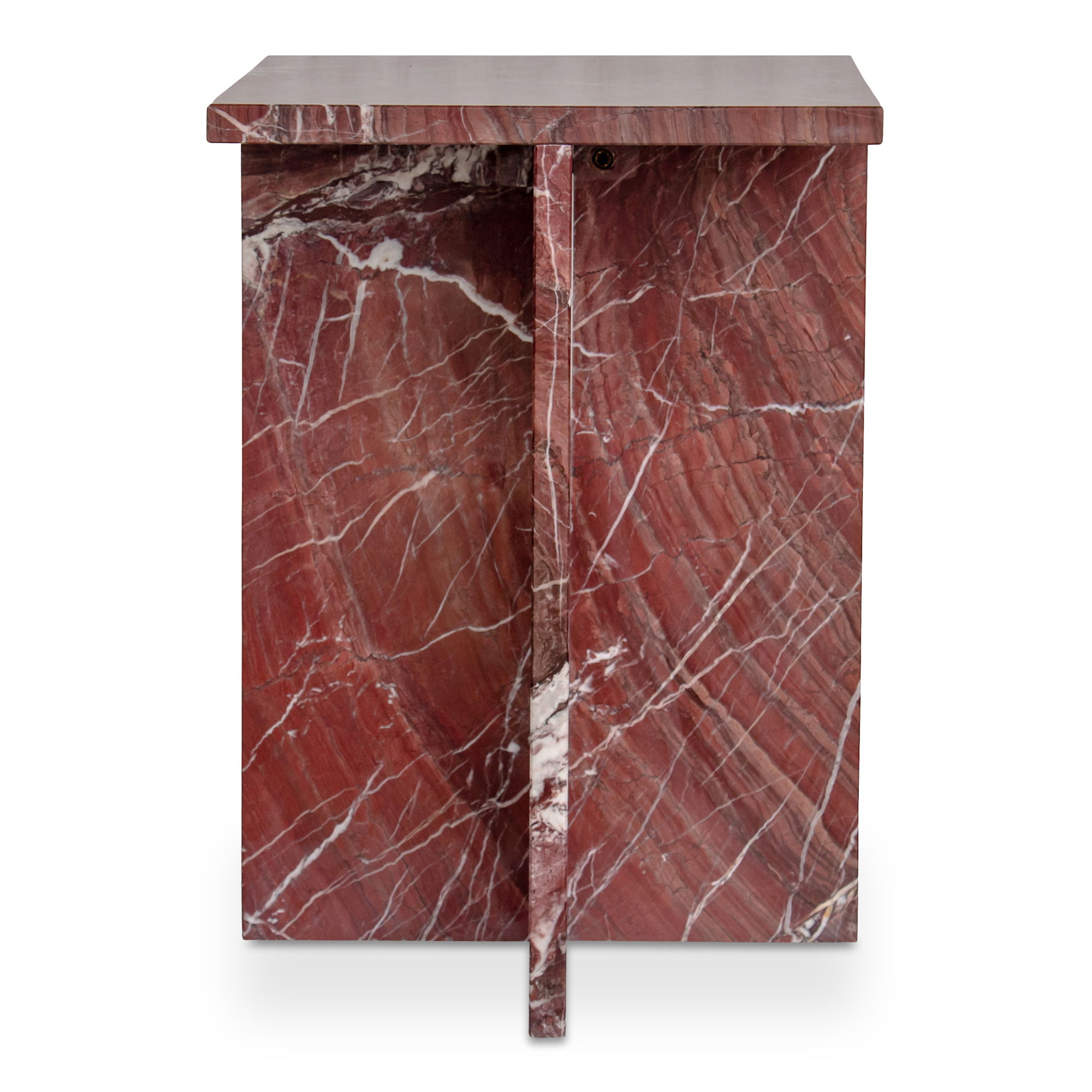 Blair Accent Table Rosso Levanto Marble, Side & End Table by Moe's Home, 14" width x 20" height x 14" depth View 1