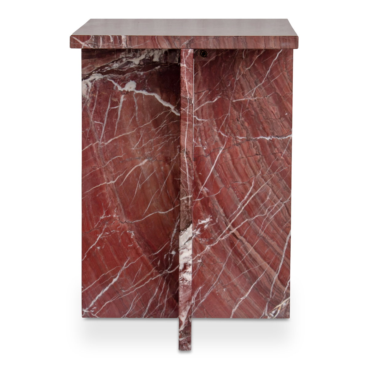 Blair Accent Table Rosso Levanto Marble, Side & End Table by Moe's Home, 14" width x 20" height x 14" depth View 1