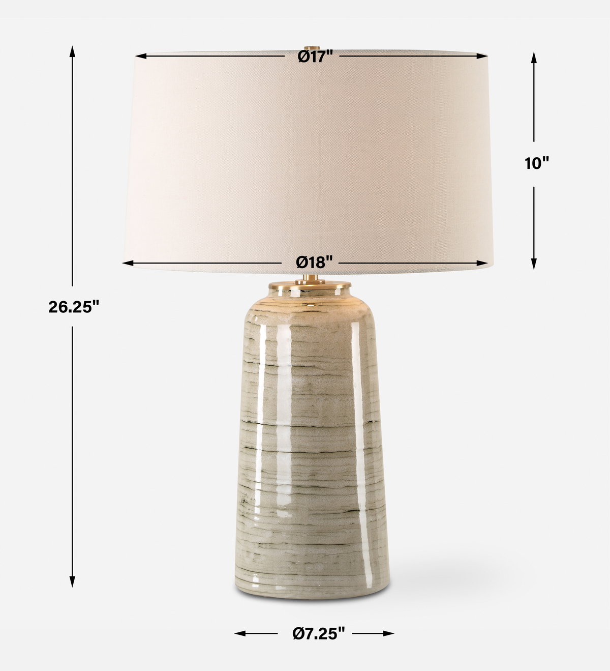 Strata Tan Glaze Table Lamp, by Uttermost, 18" width x 26.25" height x 18" depth View 3