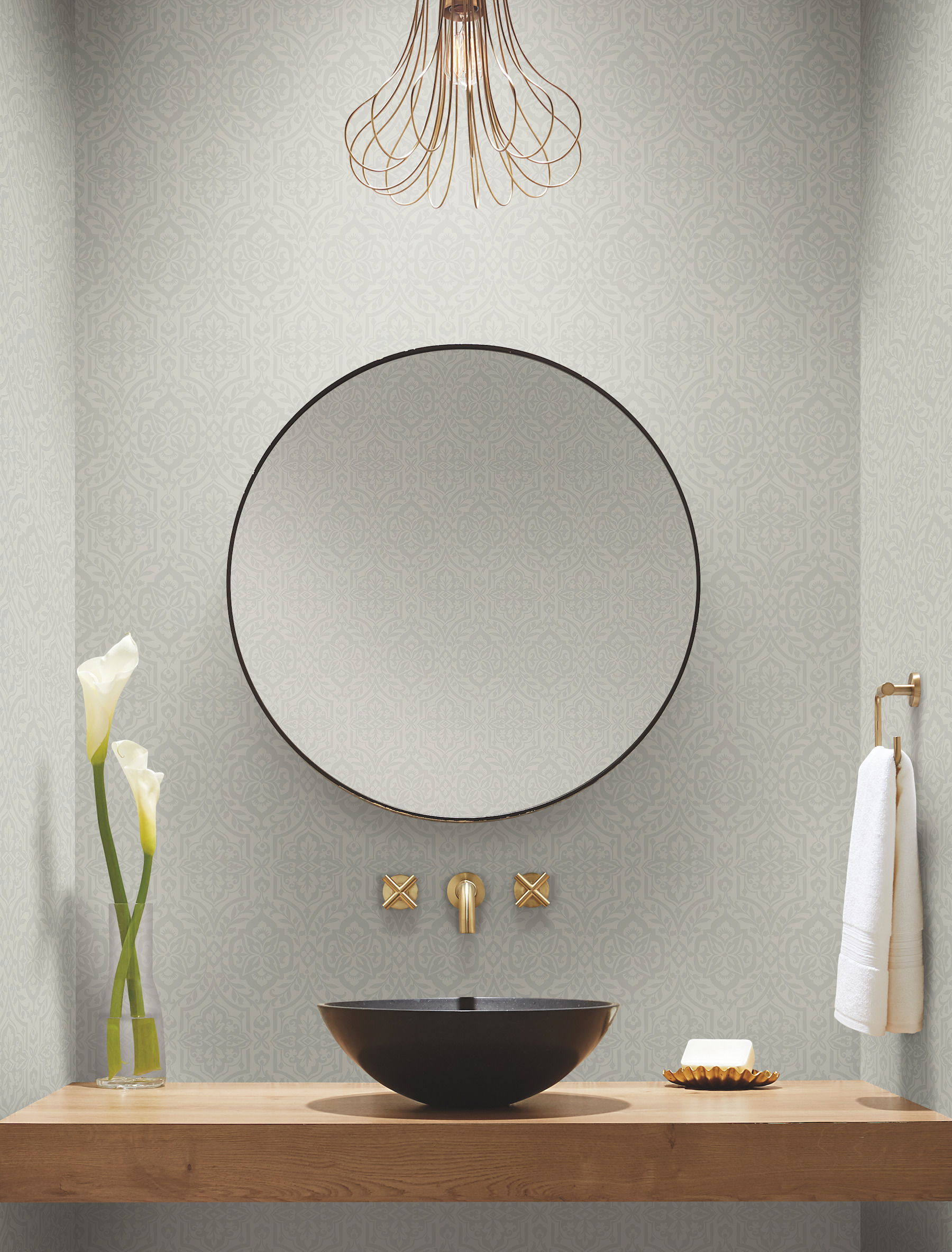 Cathedral Damask Grey Wallpaper large image 