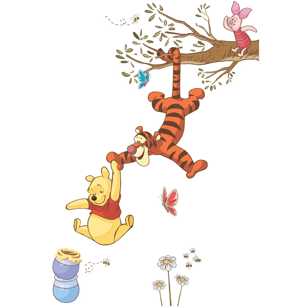 Winnie The Pooh Swinging For Honey Giant Wall Decals, by York Wall, 3'3.6" length x 1'6" width x 0.02" depth