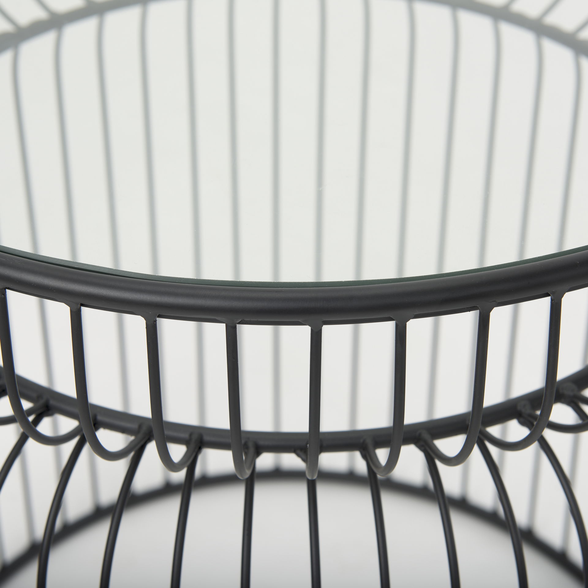 Shani Set of 2 Round, Black Metal with Glass, Accent Tables, Side & End Table by Mercana, 30.71" length x 18.9" width x 20.08" height View 6