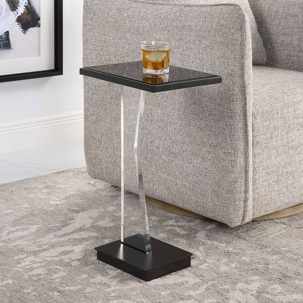 Angle Contemporary Accent Table, Side & End Table by Uttermost, 12.5" width x 22.75" height x 9.62" depth View 6