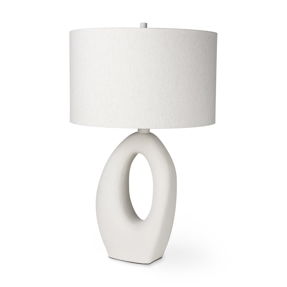 Tao 20.0L x 20.0W x 33.0H Cream Base with White Shade Table Lamp, by Mercana, 18" length x 18" width x 31.3" height View 1