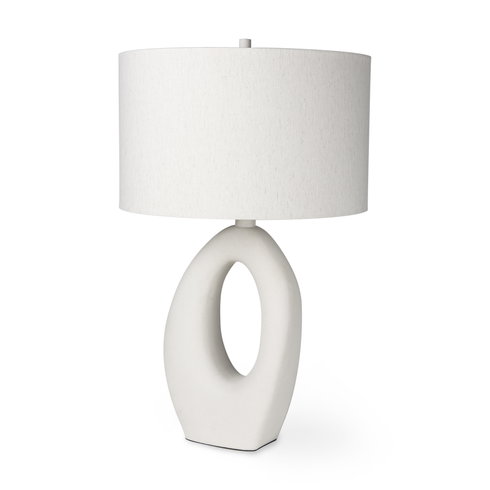 Tao 20.0L x 20.0W x 33.0H Cream Base with White Shade Table Lamp