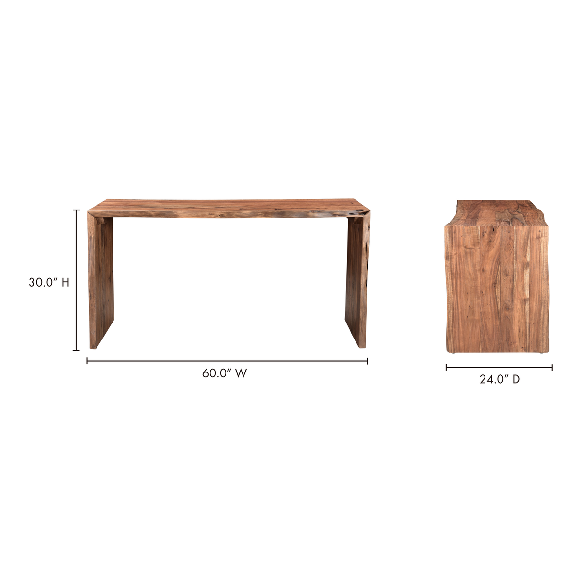 Tyrell Desk Natural Brown, by Moe's Home, 60" width x 30" height x 24" depth View 9
