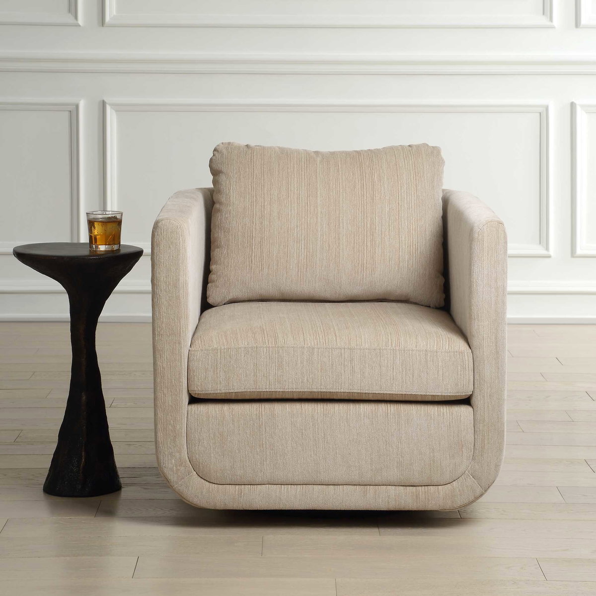 Abound Porcelain Swivel Chair, Accent Chair by Uttermost, 29.6" width x 26.5" height x 32" depth View 2
