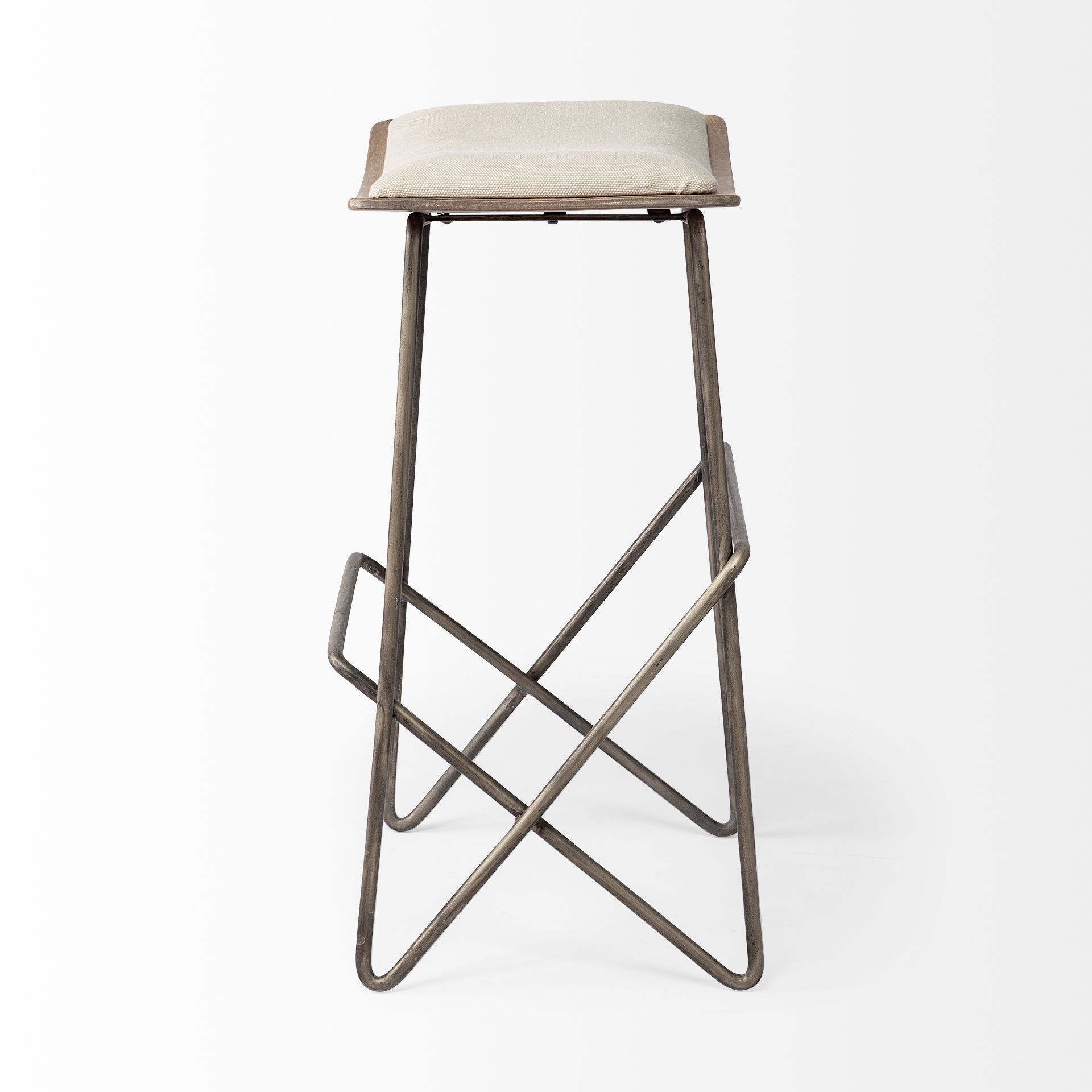 Katniss 26' Total Height Cream Fabric Seat Gold Metal Frame Counter Stool large image 
