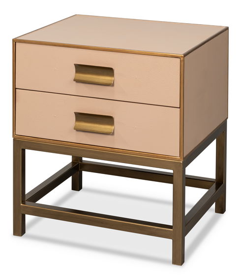 Gideon Shagreen Side Table, Mushroom