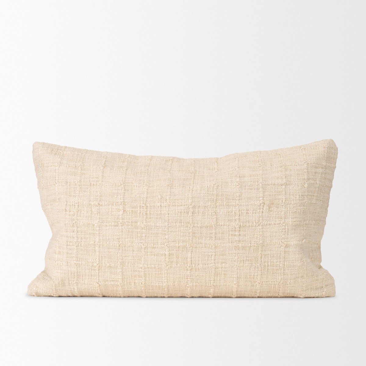 Jacory 14x26 Cream Checker Textured Decorative Lumbar Pillow Cover, Decorative Pillow by Mercana, 26" length x 0.5" width x 14" height View 5