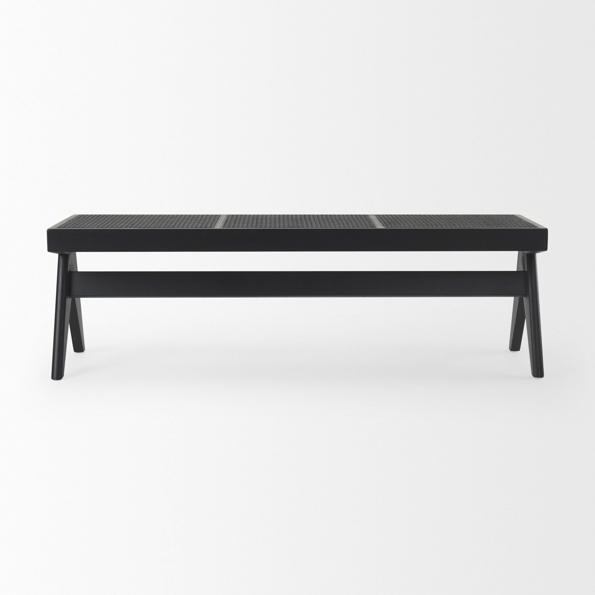 Arvin  Black Wooden Bench, Benche by Mercana, 59.06" length x 17.72" width x 18.11" height View 4