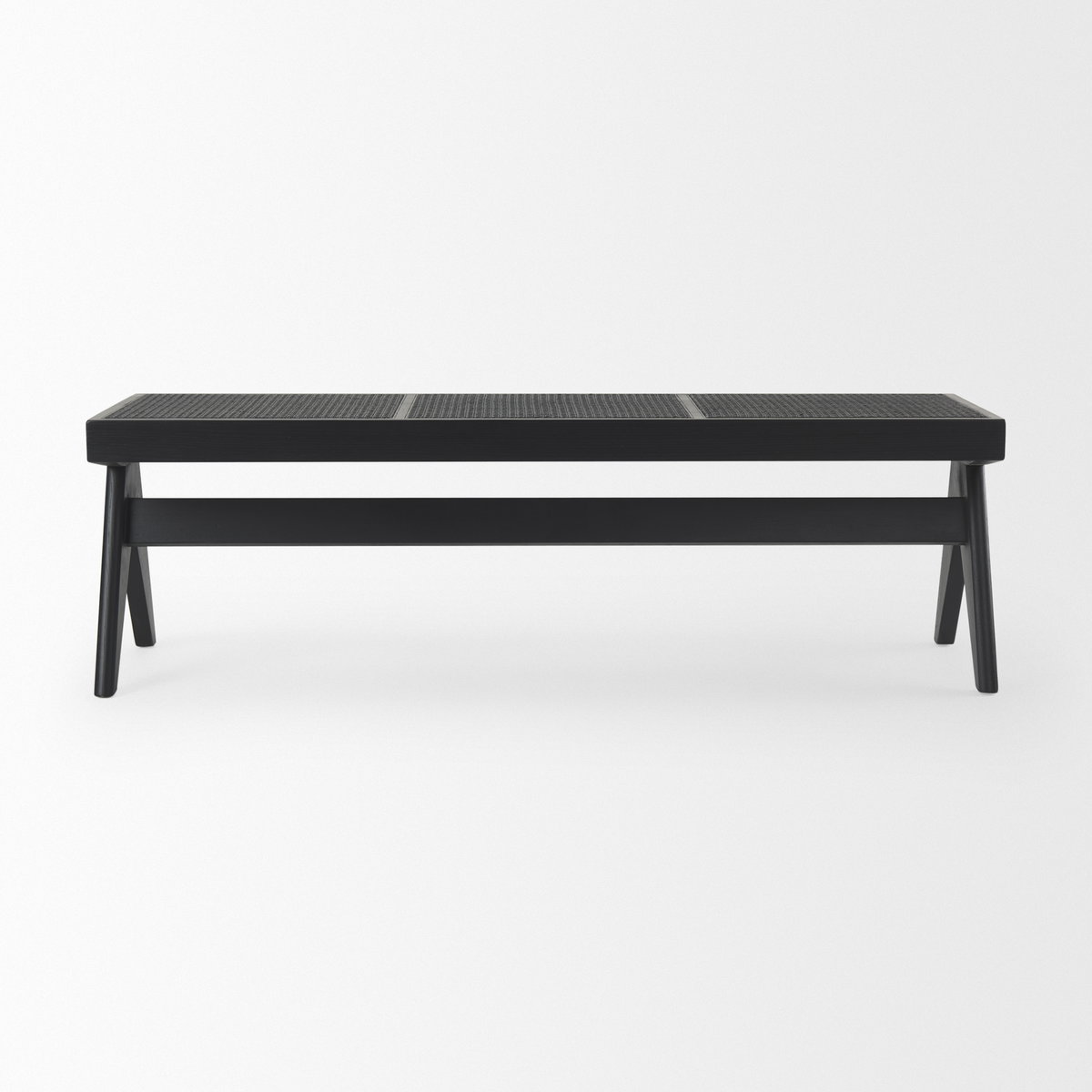 Arvin  Black Wooden Bench, Benche by Mercana, 59.06" length x 17.72" width x 18.11" height View 4