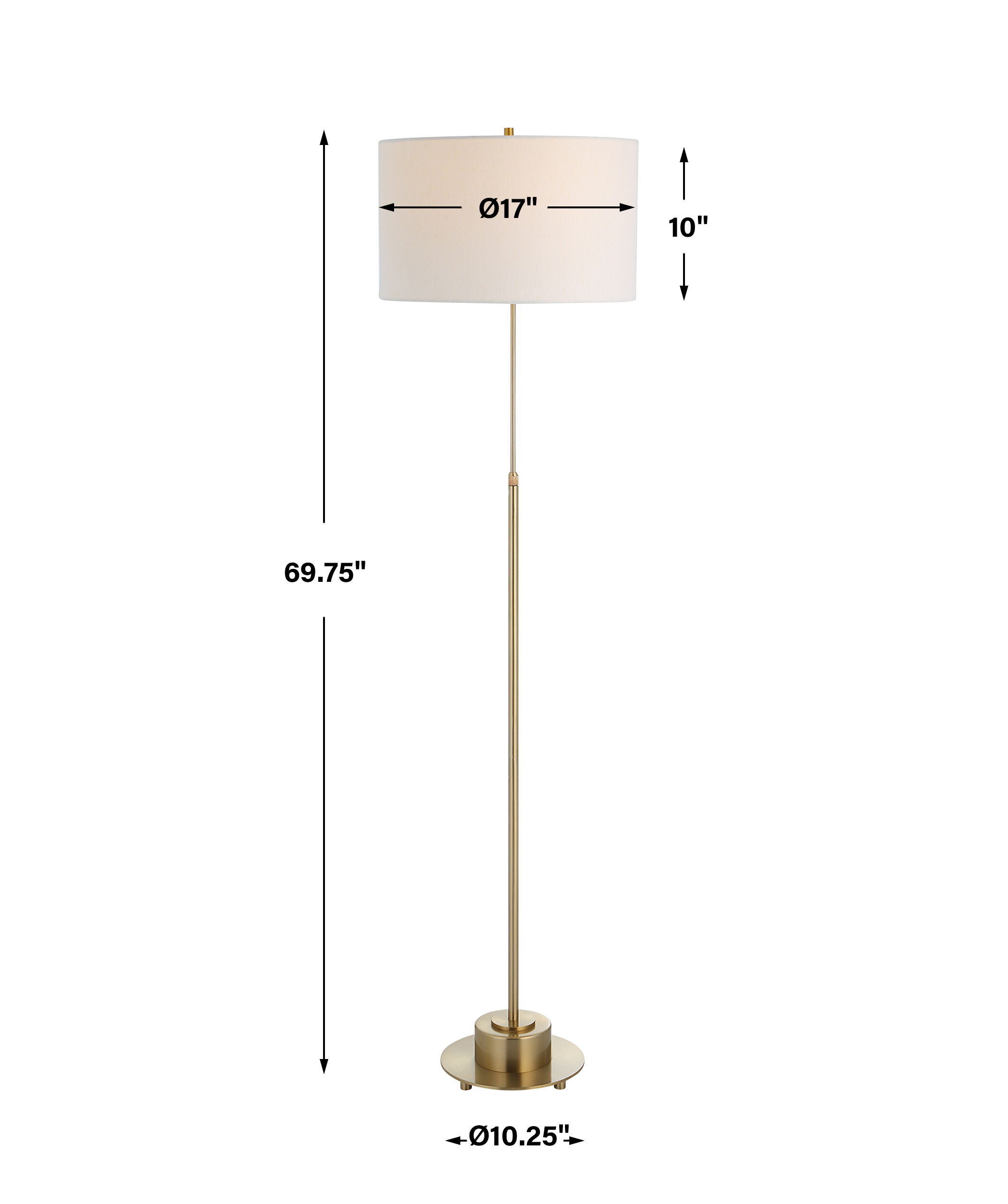 Prominence Brass Floor Lamp, by Uttermost, 17" width x 69.75" height x 17" depth View 3