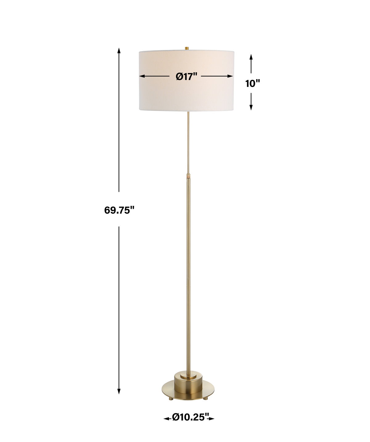 Prominence Brass Floor Lamp, by Uttermost, 17" width x 69.75" height x 17" depth View 3