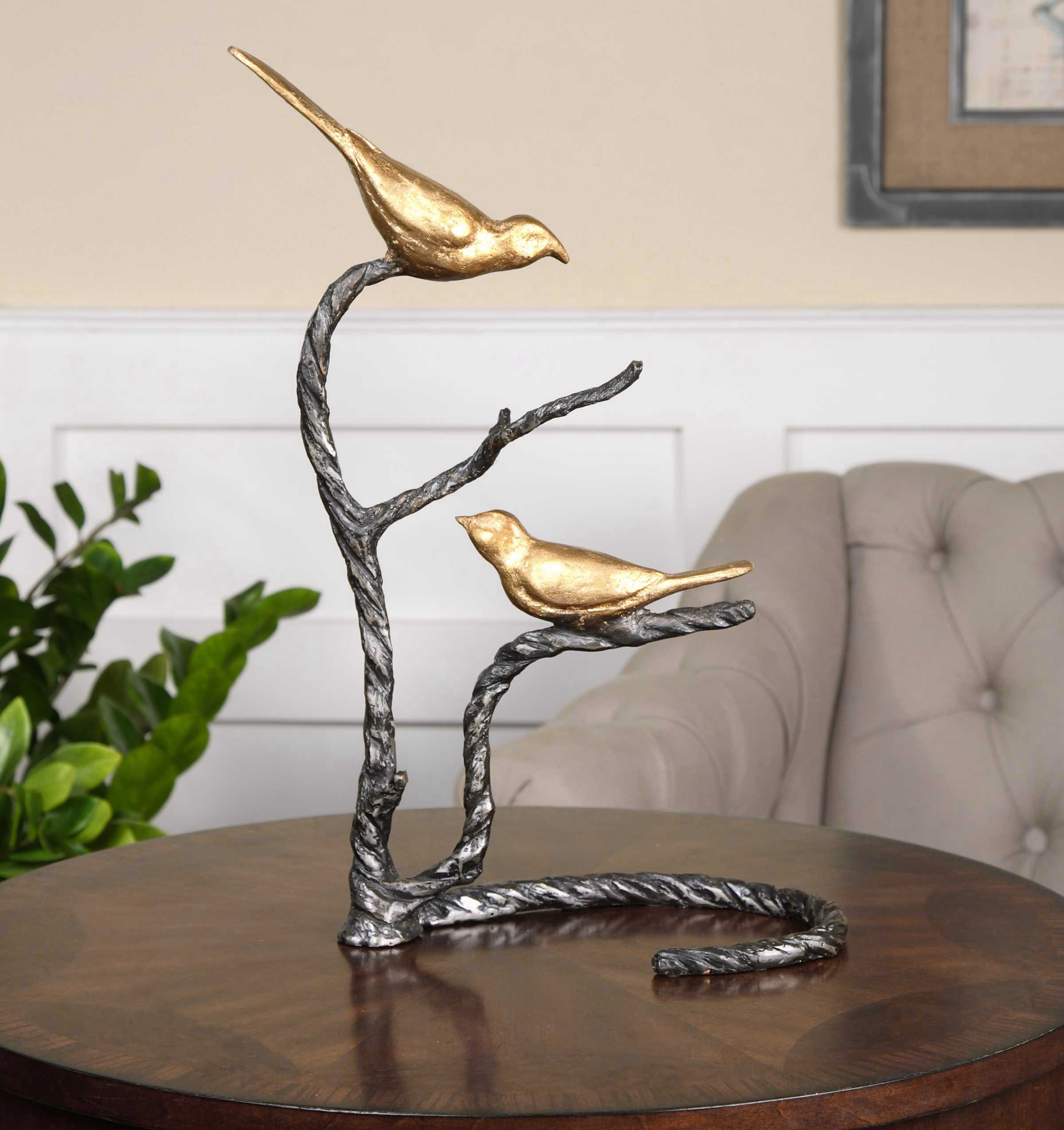 Birds On A Limb Sculpture, Decorative by Uttermost, 11.62" width x 18.25" height x 6.12" depth View 3