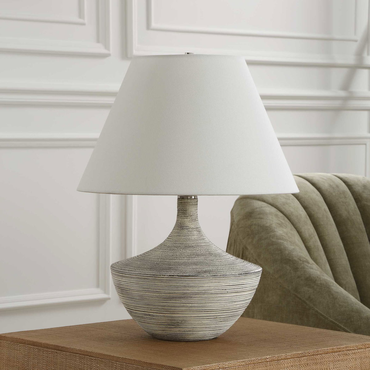 Carafe Ceramic Table Lamp, by Uttermost, 1'4" width x 1'8.5" height x 1'4" depth View 4