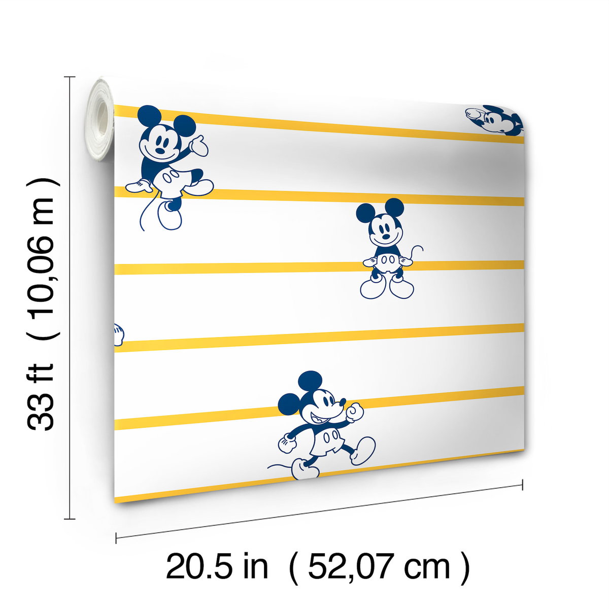Disney Mickey Mouse Stripe Yellow Wallpaper, by York Wall, 33' length x 1'8.5" width x 0.02" depth View 3