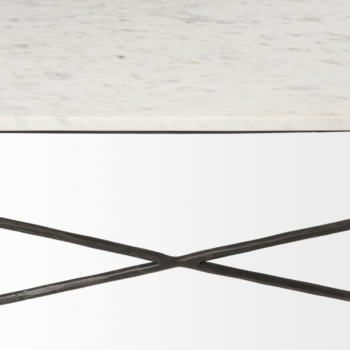 Lorlei I 53.0 X 35.0 X 15.5 White Marble Top with X-Shaped Gray Iron Base Coffee Table, by Mercana, 53" length x 35" width x 15.5" height View 7