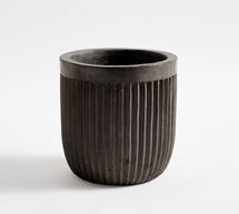 Online Designer Other Concrete Fluted Planter, Black, 15.75" Diam. x 15.75" H