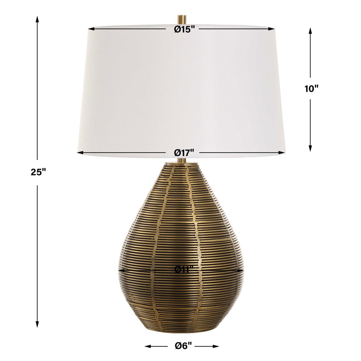 Knowles Brass Table Lamp, by Uttermost, 17" width x 25" height x 17" depth View 3