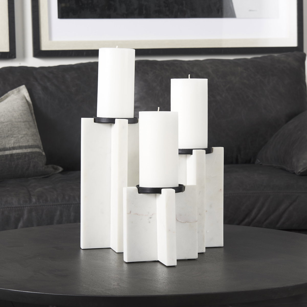 Sophia 5.5'L x 3.5'W x 10.5'H Marble Candle Holder Large, Candles & Candle Holder by Mercana, 5.5" length x 3.5" width x 10.5" height View 3
