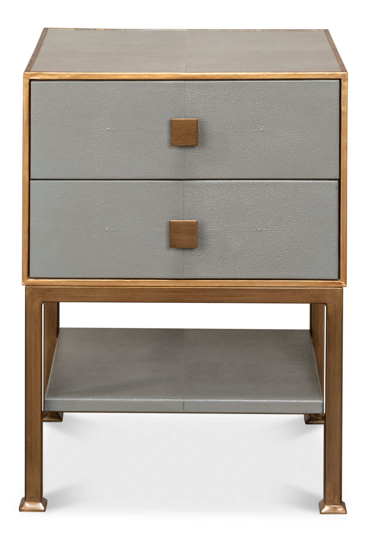 Gillian Two Drawer Nightstand  Storm Gry, by Sarreid, 1'3" length x 1'6" width x 2'1" height View 2
