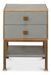 Gillian Two Drawer Nightstand  Storm Gry, by Sarreid, 1'3" length x 1'6" width x 2'1" height thumbnail 2