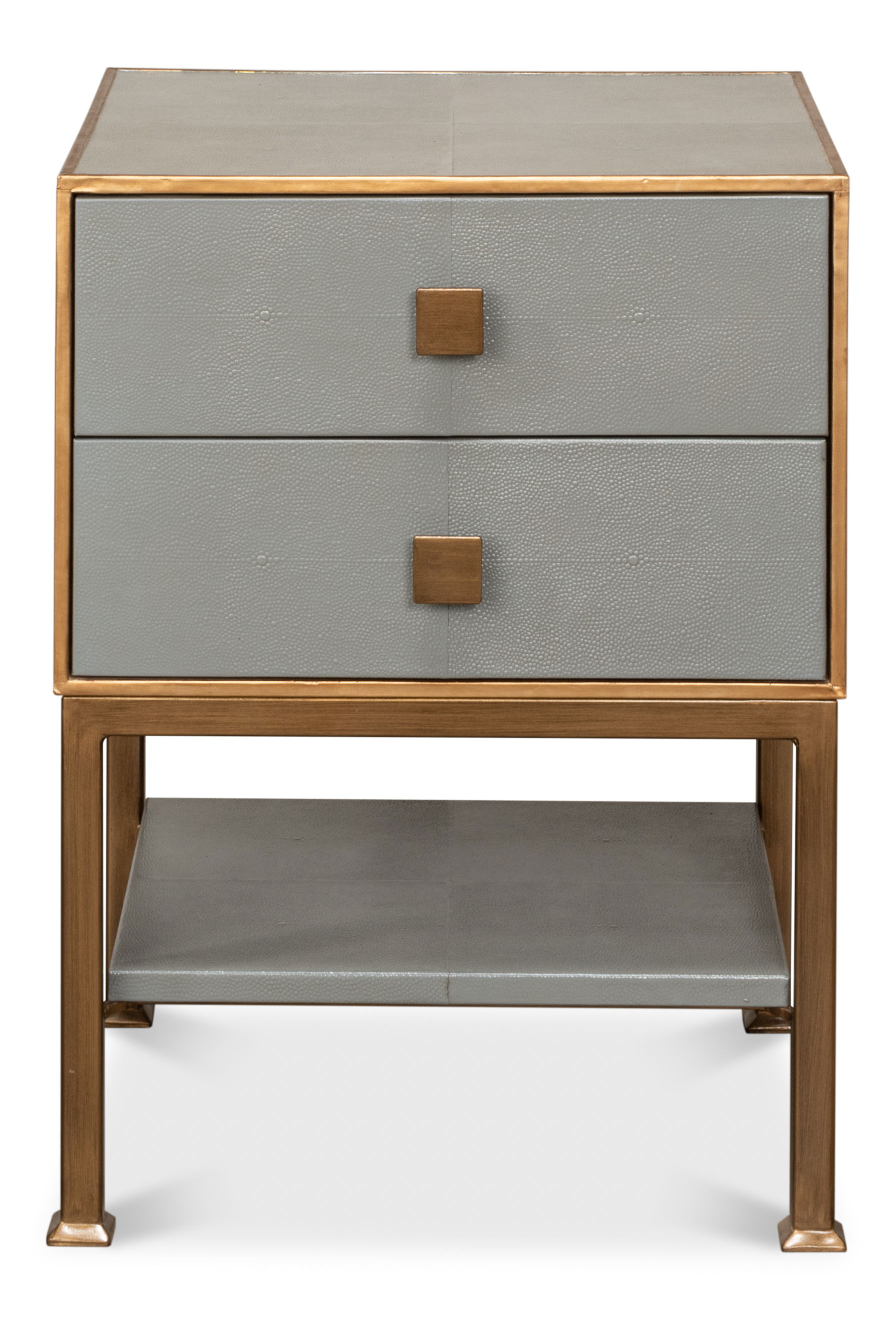 Gillian Two Drawer Nightstand, Storm Gry, by Sarreid, 18" length x 15" width x 25" height View 2