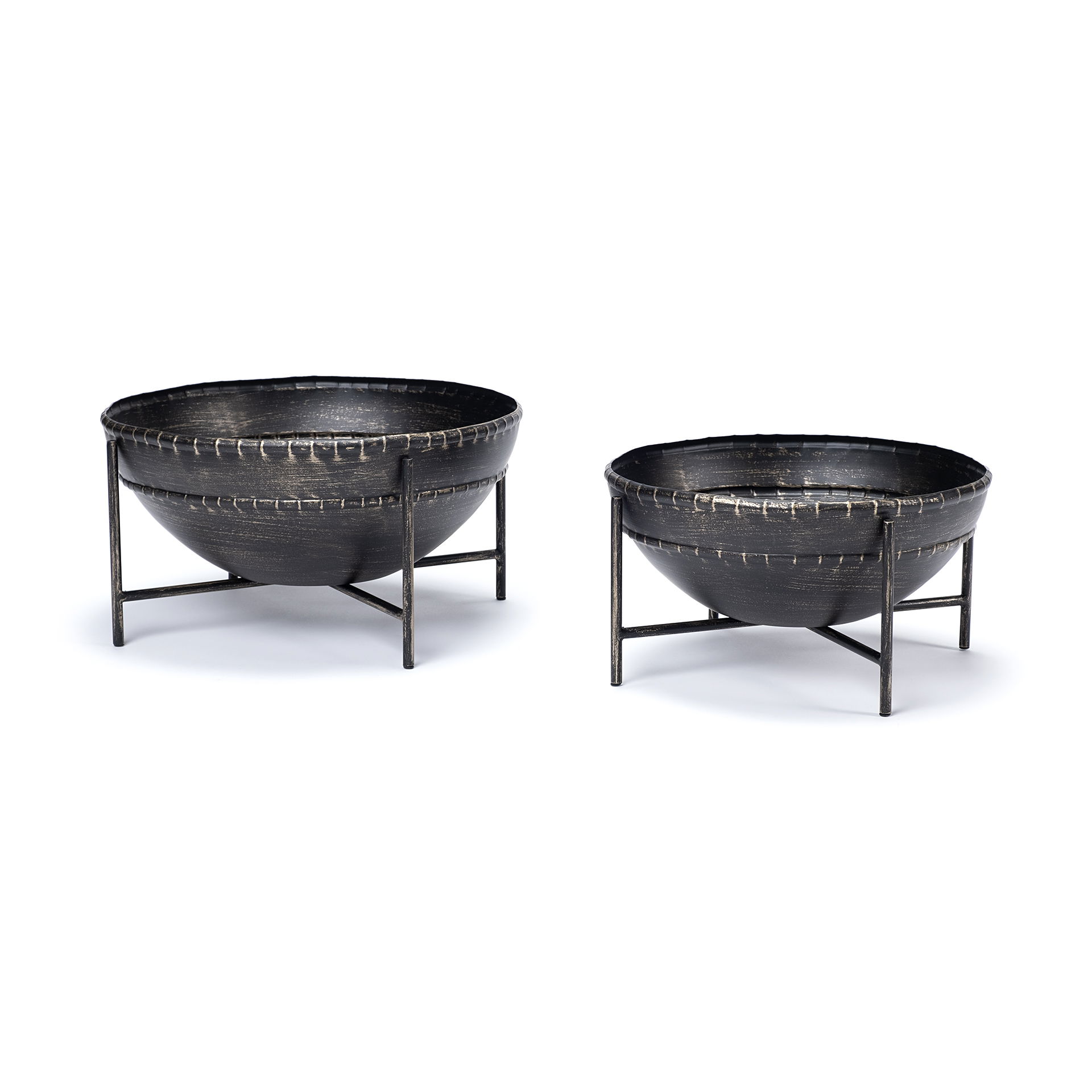 Cauldron (Set of 2) Brown Metal Bowls, Decorative Bowl by Mercana, 16" length x 16" width x 8.3" height View 1