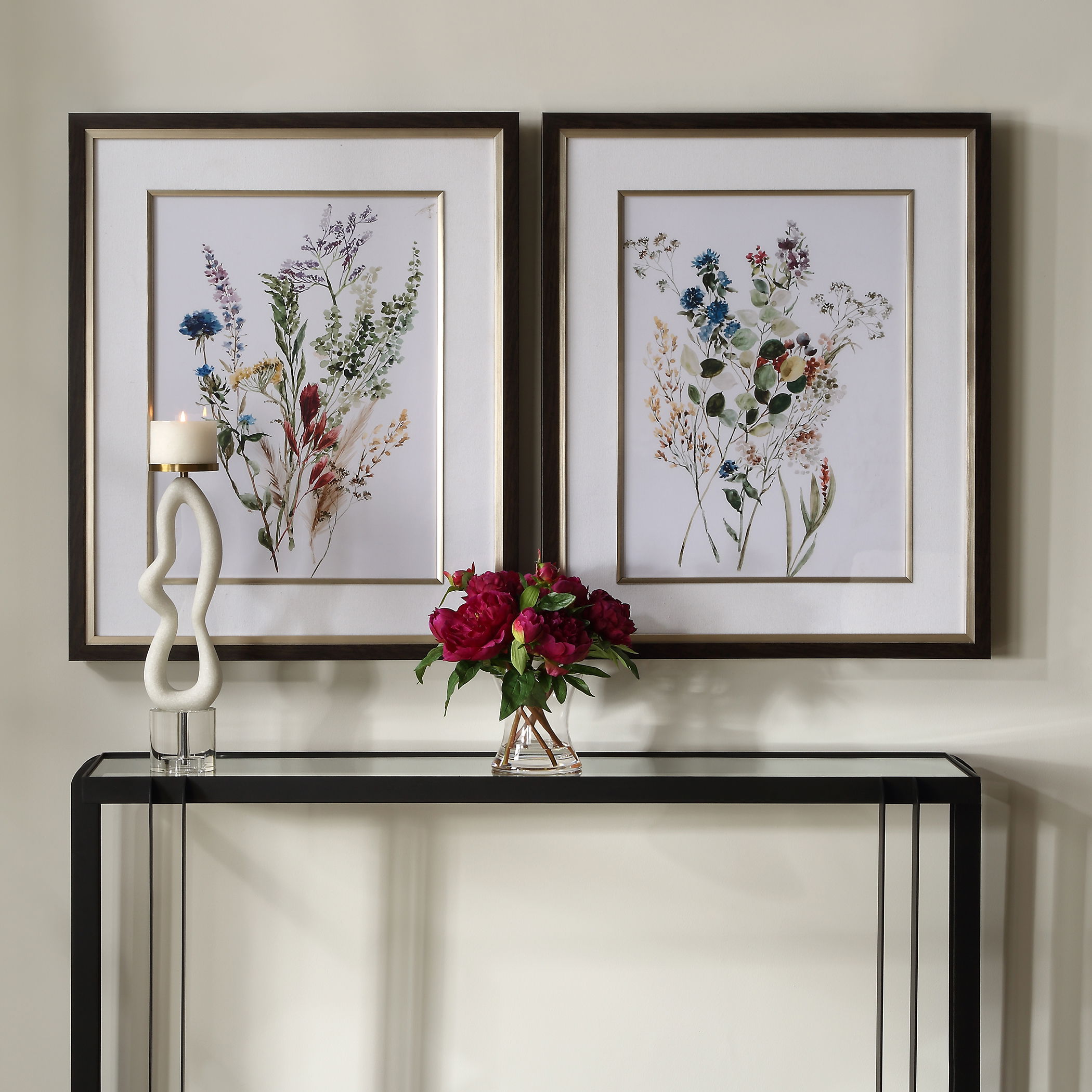 Delicate Flowers Framed Prints Set/2, Painting by Uttermost, 27.62" width x 33.62" height x 2" depth View 2