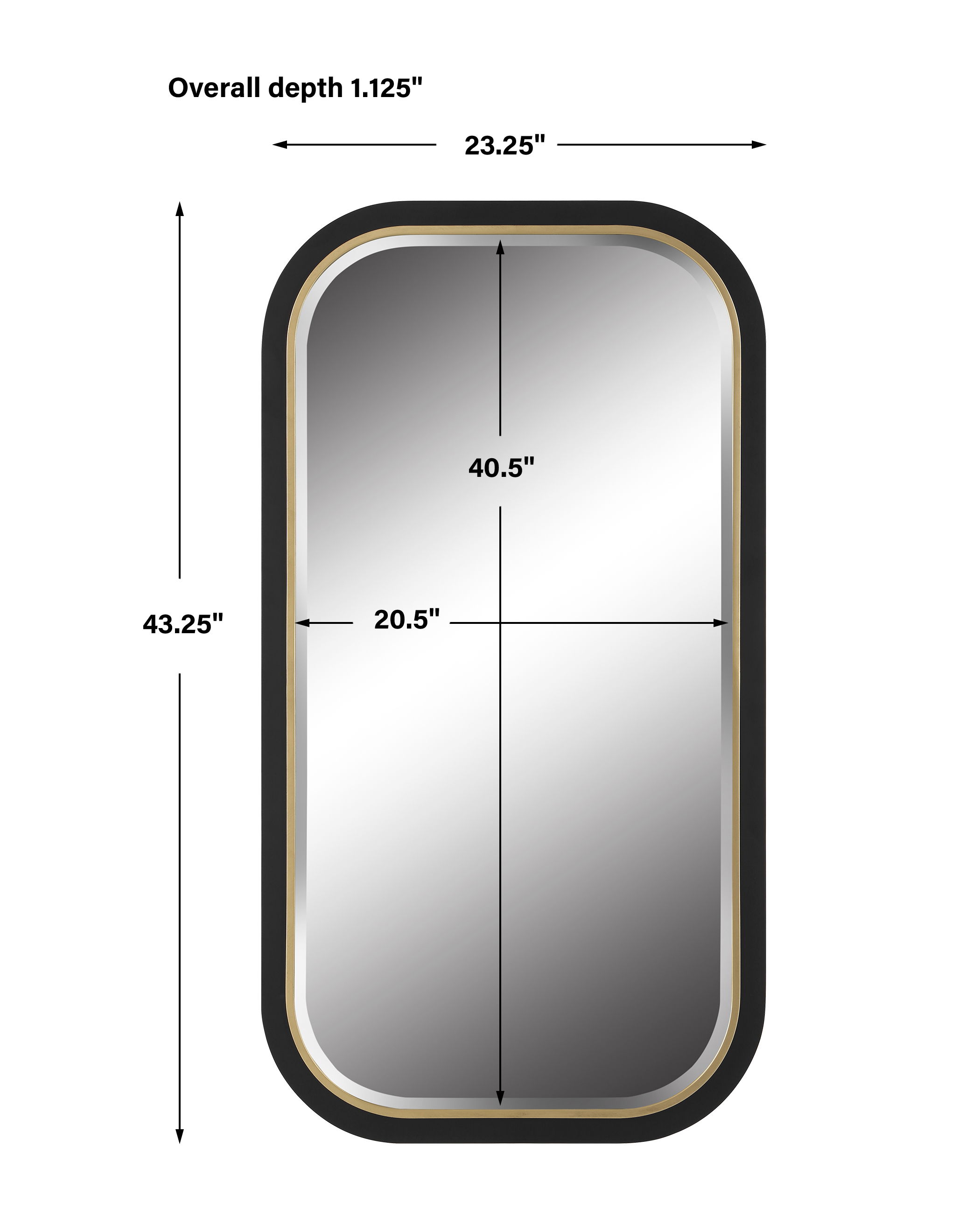 Nevaeh Curved Rectangle Mirror, by Uttermost, 23.25" width x 43.25" height x 1.12" depth View 3
