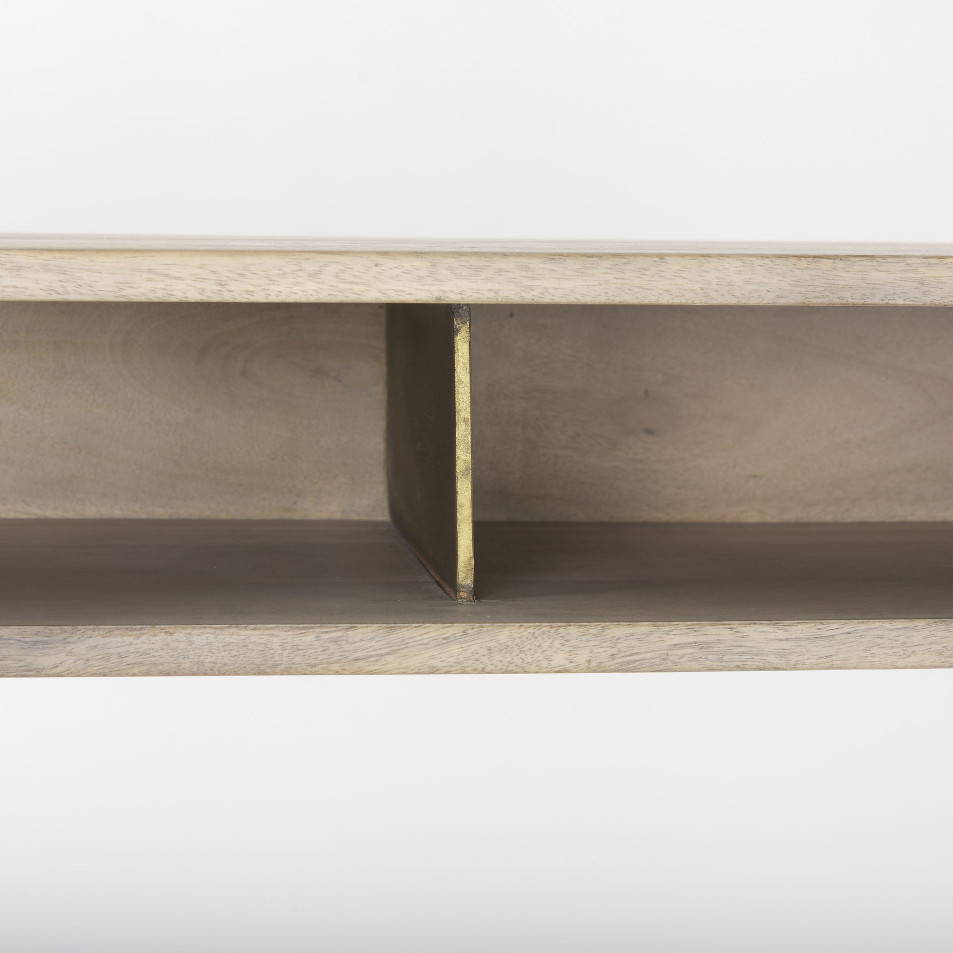 Cordell  42.0L x 25.0W x 78.0H Light Brown Wood with Gold Metal Office Desk, by Mercana, 41.5" length x 24.5" width x 78.5" height View 8