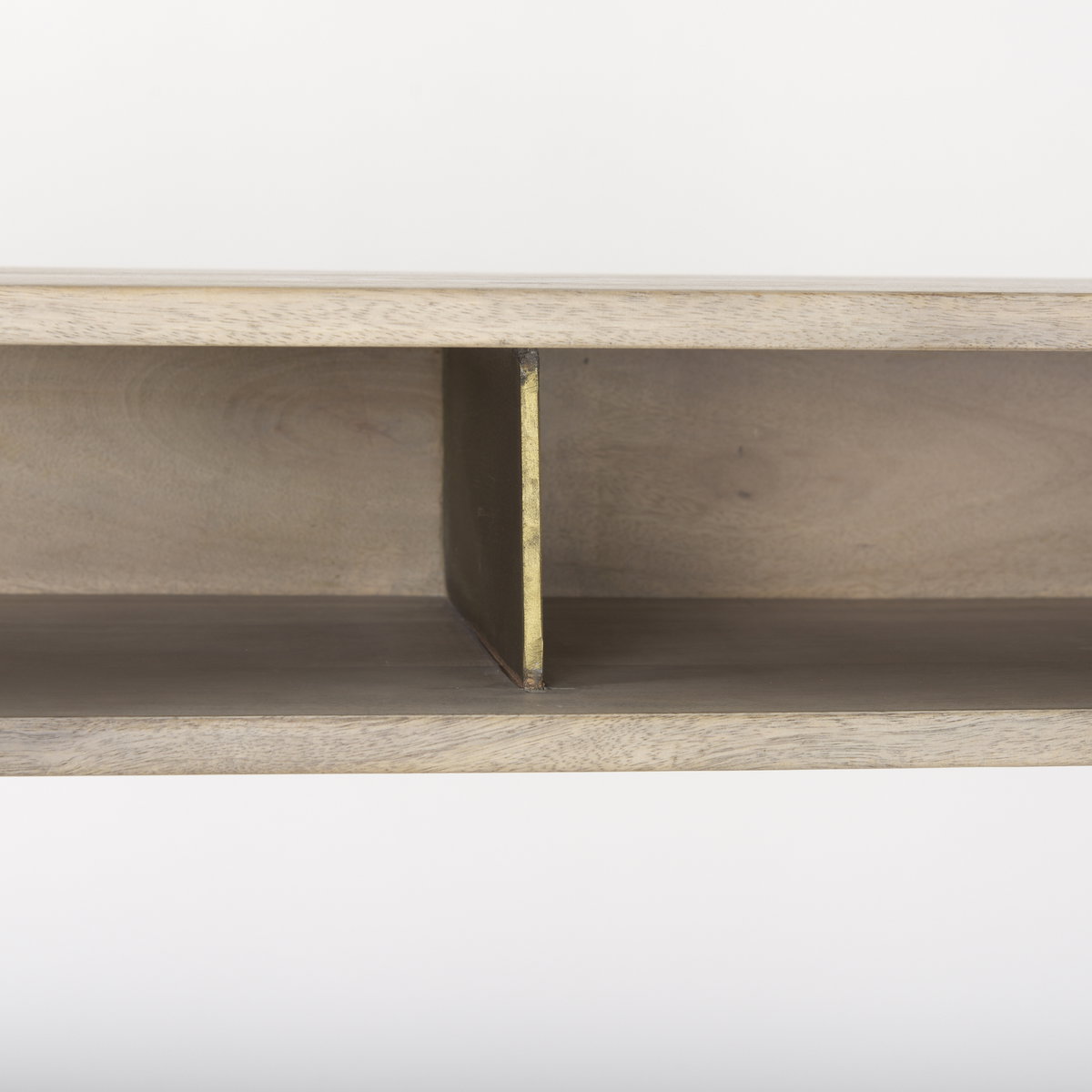 Cordell  42.0L x 25.0W x 78.0H Light Brown Wood with Gold Metal Office Desk, by Mercana, 41.5" length x 24.5" width x 78.5" height View 8