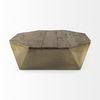 Esagono Octagonal Gold Metal-Clad Reclaimed Wood Coffee Table with Storage thumbnail 4