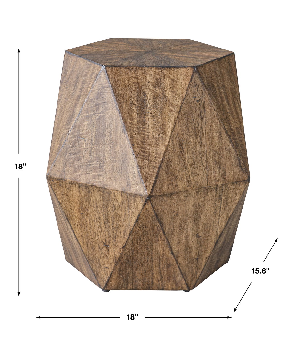 Volker Honey Geometric Accent Table, Side & End Table by Uttermost, 18" width x 18" height x 15.6" depth View 3