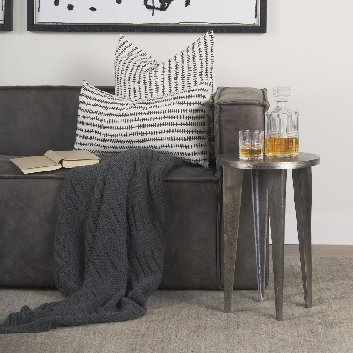 Jenna 14x26 Cream/Black Print Linen Lumbar Decorative Pillow Cover, by Mercana, 14" length x 26" width x 0.2" height View 4