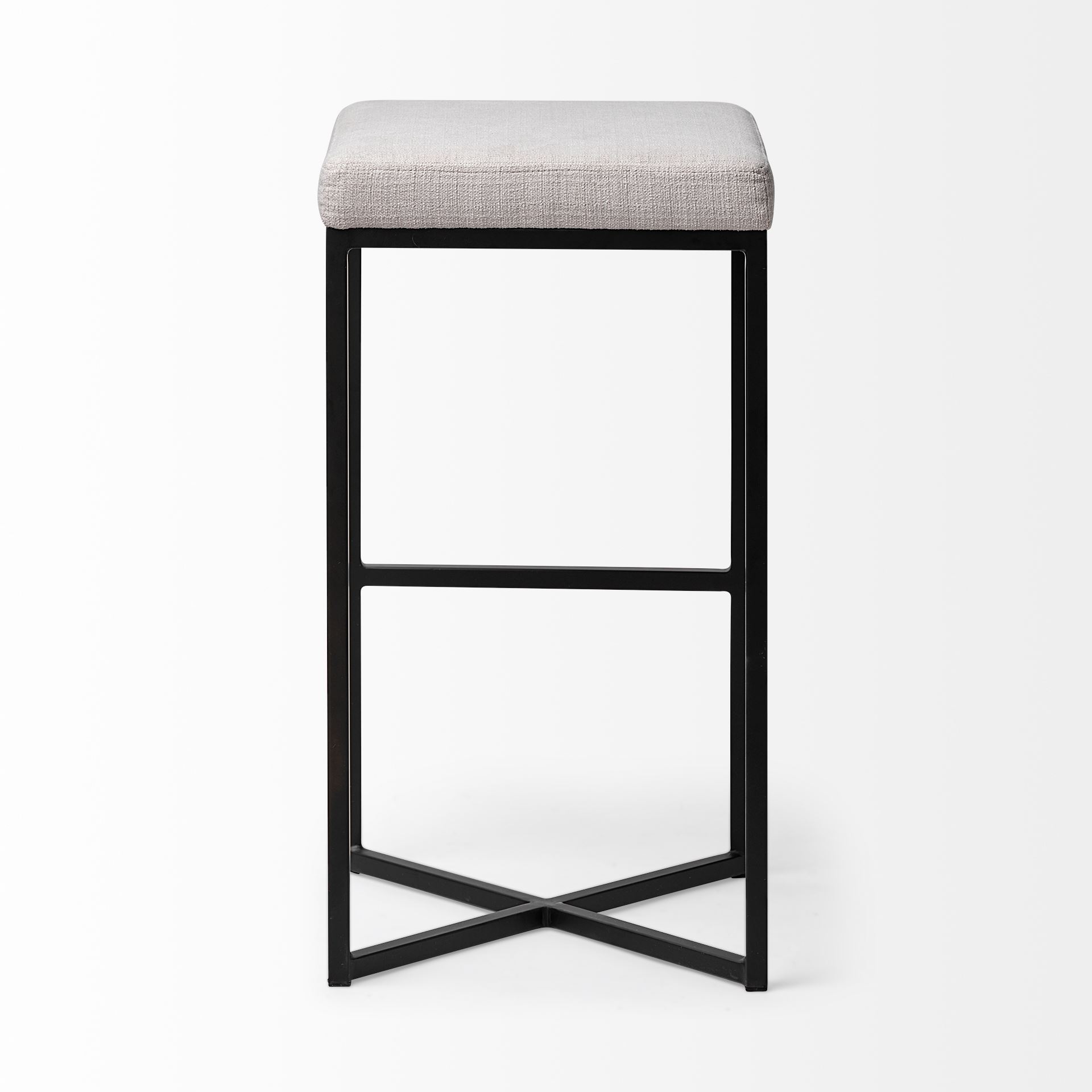 Frodo 29.75' Seat Height White Fabric Seat Black Metal Base Stool, Counter & Bar Stool by Mercana, 16.54" length x 16.54" width x 30" height View 5